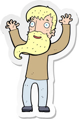 sticker of a cartoon excited man with beard