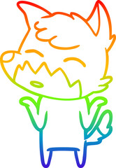 rainbow gradient line drawing cartoon fox