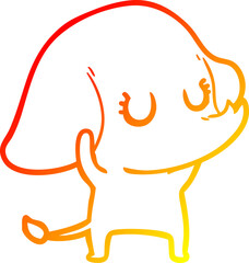 warm gradient line drawing cute cartoon elephant