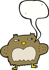 cartoon suspicious owl with speech bubble