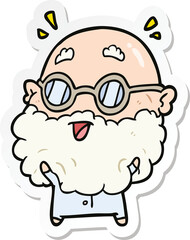 sticker of a cartoon surprised old man