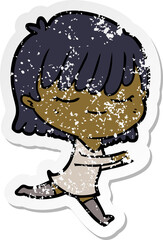 distressed sticker of a cartoon woman