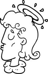 line drawing cartoon angel face