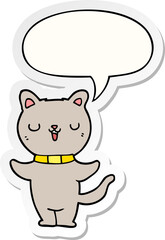 cartoon cat and speech bubble sticker