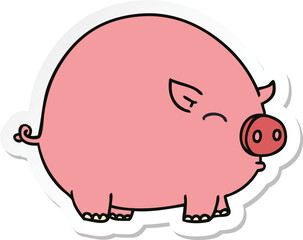sticker of a quirky hand drawn cartoon pig