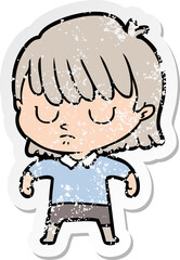 distressed sticker of a cartoon woman
