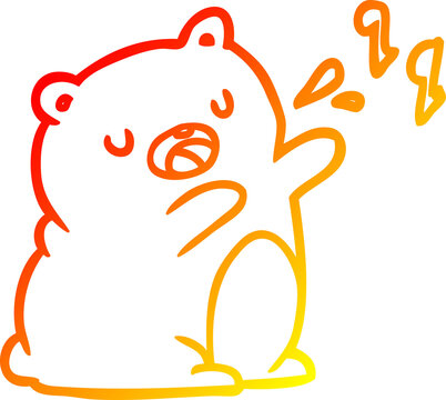 warm gradient line drawing bear singing a song