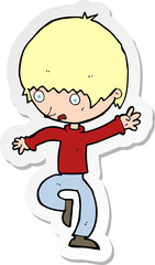 sticker of a cartoon panicking man