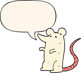 cartoon rat and speech bubble in comic book style