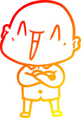 warm gradient line drawing happy cartoon bald man