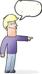 cartoon man pointing with speech bubble