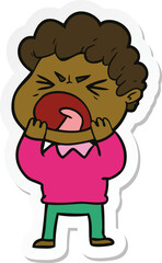 sticker of a cartoon furious man