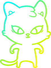 Obraz premium cold gradient line drawing cute cartoon cat