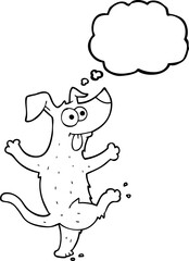 Obraz na płótnie Canvas thought bubble cartoon dancing dog