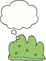 cartoon hedge and thought bubble