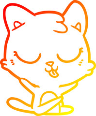 warm gradient line drawing cartoon cat