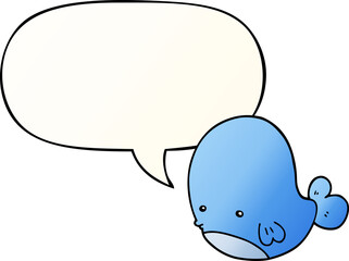cartoon whale and speech bubble in smooth gradient style