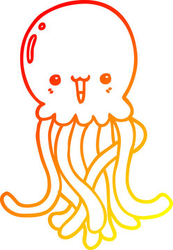 recommend clip art: warm gradient line drawing cartoon jellyfish
