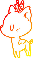 warm gradient line drawing cute deer
