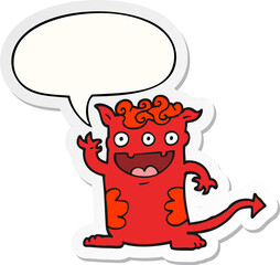 cartoon halloween monster and speech bubble sticker