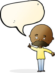 cartoon bald man with idea with speech bubble