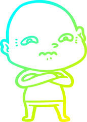 cold gradient line drawing cartoon nervous man