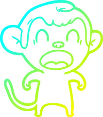 cold gradient line drawing shouting cartoon monkey
