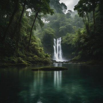 waterfall in the equatorial rain forest with soft light © Murad Mohd Zain