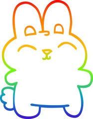 rainbow gradient line drawing cartoon grey rabbit