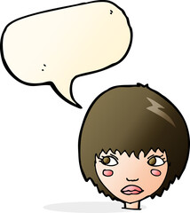 cartoon unhappy girl with speech bubble