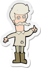 sticker of a cartoon old man in poor clothes