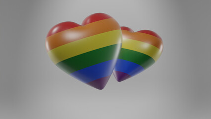 lgbt love concept, 3d render of lgbt heart. alpha channel .loop