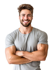 Obraz premium Smart attractive professional trainer isolated transparent background