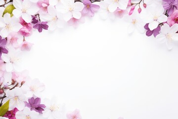 Naklejka na ściany i meble Pink and White Flowers on White Background