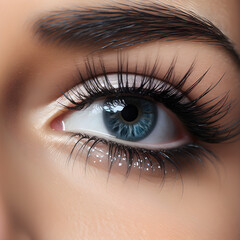 Expressive Beauty Captured in a Close-Up of Glittering, Voluminous Eyelashes