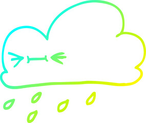cold gradient line drawing cartoon happy grey cloud