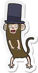 sticker of a cartoon monkey in top hat