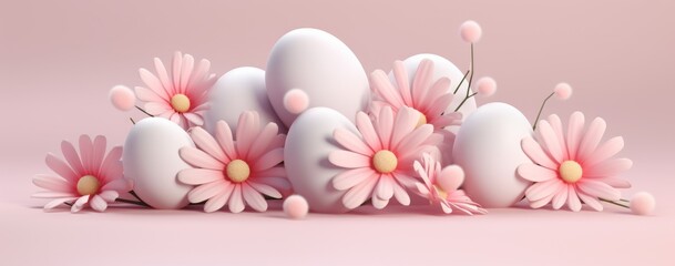 Group of Eggs Adorned With Pink Flowers