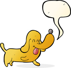 cartoon happy dog with speech bubble