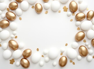 Obraz na płótnie Canvas Circle of Gold and White Balloons