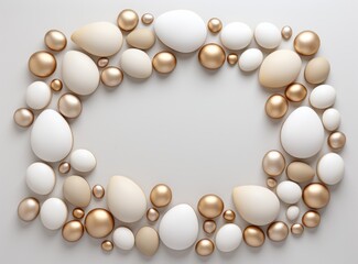 Group of White and Gold Balls on White Surface