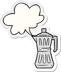 cartoon espresso maker and speech bubble sticker