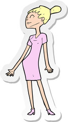 sticker of a cartoon woman in dress