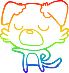 rainbow gradient line drawing cartoon dog