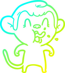 cold gradient line drawing crazy cartoon monkey