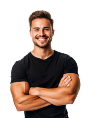 Fototapeta premium Smart attractive professional trainer isolated transparent background