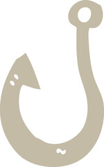 flat color illustration cartoon fish hook