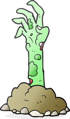cartoon zombie hand rising from ground