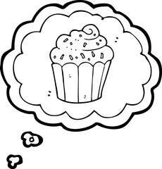 thought bubble cartoon cupcake