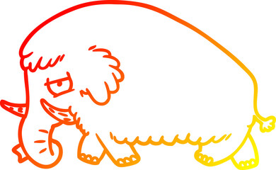 warm gradient line drawing cartoon mammoth